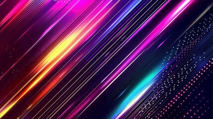 A Vibrant Vector Background for Event Design. Dynamic Gradient Lines in Pink, Purple, and Blue on a Dark Backdrop. Abstract, Futuristic, and Glowing Line Pattern with Copy Space. Modern Technology Vec