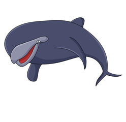 Cute cartoon hand drawn vector whale illustration.
