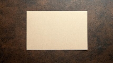 Blank Beige Paper Card On Brown Textured Background