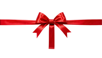 Red satin ribbon bow isolated on a white background