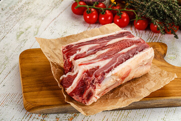 Raw beef ribs for cooking