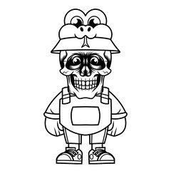 Mascot character design cartoon snake hat outline