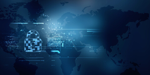 2d illustration Safety concept: Closed Padlock on digital background