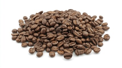 Fototapeta premium Pile of Roasted Coffee Beans Isolated on a White Background Studio Shot