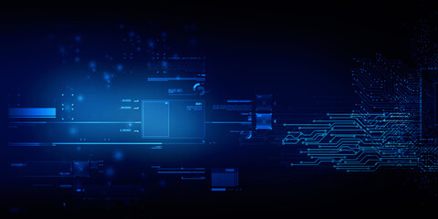 2d illustration Abstract futuristic electronic circuit technology background