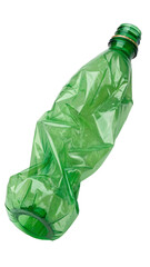 crumpled plastic bottle, transparent background