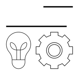 Lightbulb and gear symbols surrounded by minimalist horizontal lines highlight innovation, ideas, systems, and productivity. Ideal for creativity, technology, teamwork, business, problem-solving