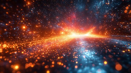 Fototapeta premium Vibrant cosmic landscape showcasing swirling galaxies and sparkling stars in deep space