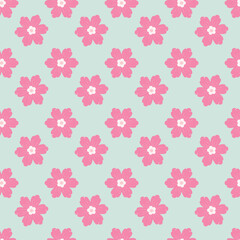 Cute kawaii seamless floral pattern background