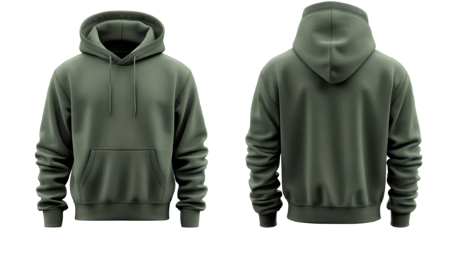 Stylish Green Hoodie Template for Casual Wear and Fashion Accessory Isolate On Transparent background, cutout, png