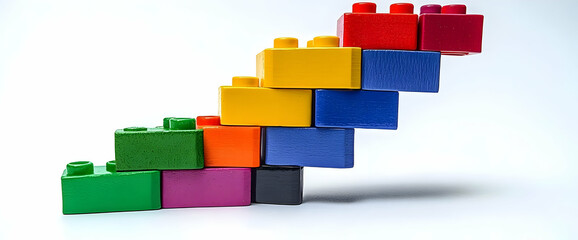 Fototapeta premium Colorful Building Blocks Stacked in Ascending Order