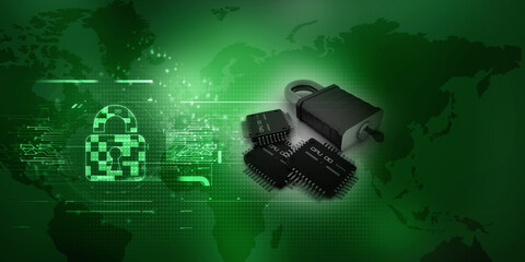 3d rendering lock protected microchips
