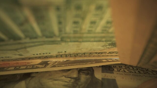 Stack of dollars. finance looping background