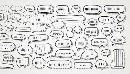 Hand drawn speech bubble set. Sketch comic doodle style speech bubble for text quote. Doodle outline dialog balloon. perfect any project.