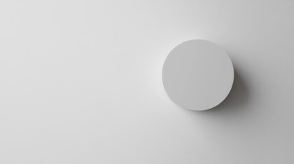 Abstract Minimalist White Circle on White Wall with Copy Space
