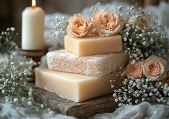 soap and rose petals