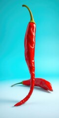 Studio photo of a vibrant red puya pepper set against a bright background, background, organic