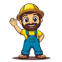 Fototapeta premium Smiling Construction Worker Cartoon Character Illustration