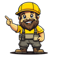Fototapeta premium Smiling Construction Worker Cartoon Mascot: Handyman, Carpenter, Builder