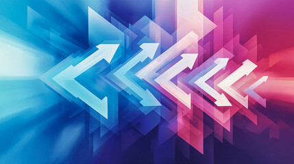 Naklejka premium Abstract blue, white, pink gradient background with electronic data arrows. Network, Information exchange