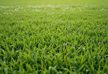 Obraz premium Lush Green Expanse: An Invigorating Vista of Verdant Grassland in Serene Ambiance
