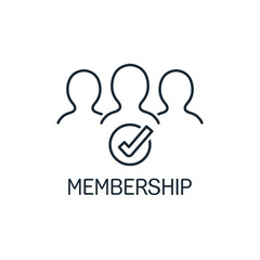 Membership. Join the community. Great effective business.Vector linear icon isolated on white background.