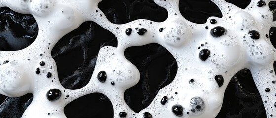 A black and white photo of bubbles with a white background