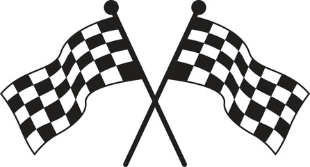 Double crossed Checkered racing flag motorbike racing flag car racing flag associated on white background 