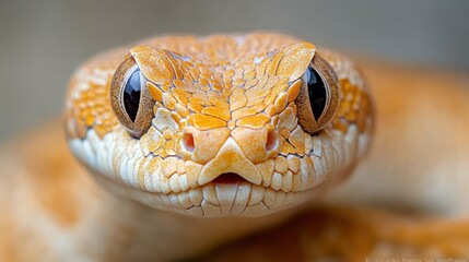 Fototapeta premium Orange snake close-up, terrarium, blurred background, reptile poster