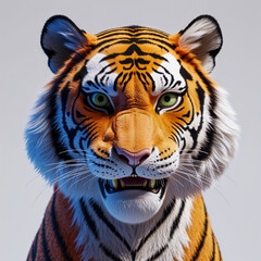 Majestic and Powerful Bengal Tiger with Intense Gaze and Realistic Fur Detail Showcasing the Beauty and Strength of Wild Big Cats in Nature