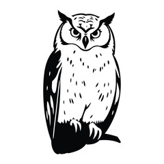 A striking, stylized silhouette of an owl.