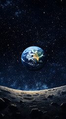 Obraz premium The Earth seen from the moon, a starry sky 