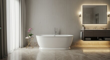 Modern Bathroom Design with Freestanding Bathtub and Elegant Decor
