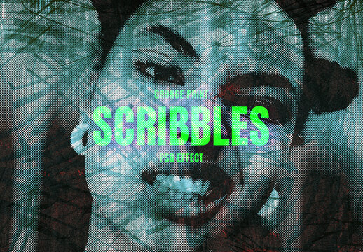 Messy Scribbles Image Effect Mockup