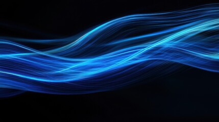 Abstract Blue Wave Energy Flow, Dynamic Swirling Lines, Digital Art Background