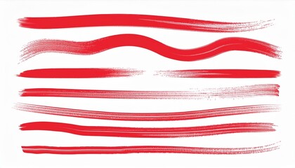 Red brush stroke underline. Marker pen highlight stroke. Vector swoosh brush underline set for accent, marker emphasis element..
