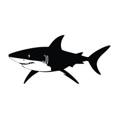 A bold, stylized silhouette of a great white shark, perfect for representing marine life, danger, or nature themes.