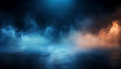 Fototapeta premium Abstract background of double tone color with dark gradient, smoky and smoke on the floor
