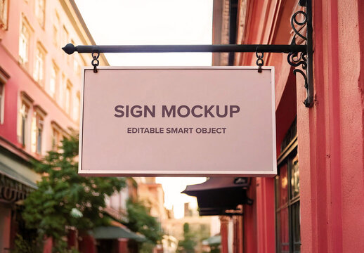 Rectangular Shop Sign Mockup