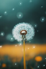 Fototapeta premium Dandelion plant in Spring field.