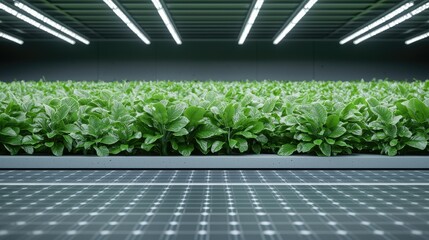 Fototapeta premium Indoor vertical farm, plants growing under lights