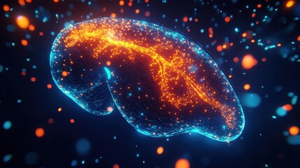 Abstract Brain Illustration with glowing connections