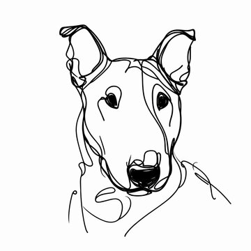 recommend clip art: Miniature Bull Terrier breed Dog Continuous one line drawing, inimalist vector illustration design on white background. Simple line modern graphic style. Hand drawn graphic concept