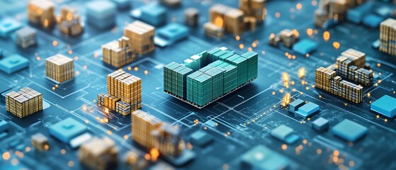 Obraz premium Advanced global supply chain software interface