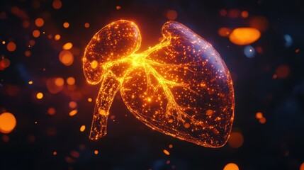 Fototapeta premium Glowing Human Lung Illustration with Abstract Effects