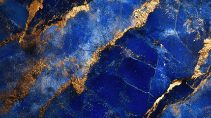 Abstract Blue and Gold Texture with Veins and Inclusions creating a luxurious and captivating pattern with contrasting colors that evoke a sense of depth and elegance