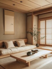 Beautiful japanese interior design featuring minimalist decor and natural light