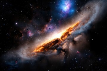 An enchanting image of a cosmic disk with luminous features, highlighting the beauty of galaxies and the endless mysteries of the universe waiting to be explored.