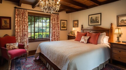 Rustic Bedroom with Elegant Decor and Natural Light