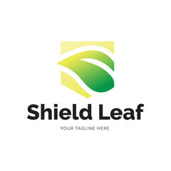 Eco shiled logo template illustration. Shield Leaf Logo Template